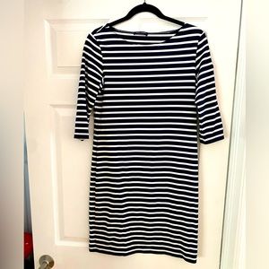 New no tags. Womens Saint James dress. Sz 8. Black/white stripe. Boatneck, shift